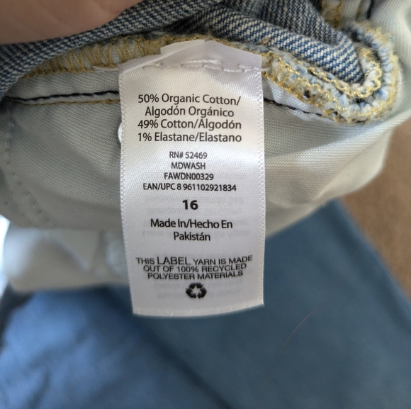 Free Assembly Patchwork Super High Rise Straight Blue Jeans sz 16 Organic Cotton - Picture 7 of 8